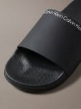 Negru Papuci Tip Sliders Cu Logo Si Design Conturat  Barbati