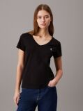 Negru Tricou Slim Cu Decolteu V Din Bumbac Organic  Femei