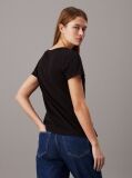 Negru Tricou Slim Cu Decolteu V Din Bumbac Organic  Femei