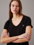 Negru Tricou Slim Cu Decolteu V Din Bumbac Organic  Femei
