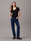 Negru Tricou Slim Cu Decolteu V Din Bumbac Organic  Femei
