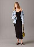 Black Ribbed Cotton Strapless Dress  Women