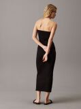 Black Ribbed Cotton Strapless Dress  Women