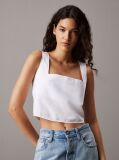 White Soft Cotton Linen Twill Top  Women