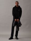 Black Cotton Blend Fleece Hoodie  Men
