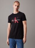 Negru Tricou Slim Cu Logo Monograma  Barbati