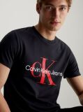 Negru Tricou Slim Cu Logo Monograma  Barbati