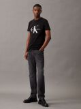 Negru Tricou Slim Cu Logo Monograma  Barbati