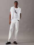 Alb Tricou Slim Cu Logo Monograma  Barbati