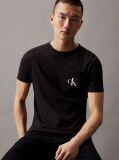 Negru Tricou Slim Cu Buzunar Si Logo Monograma  Barbati
