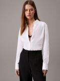 Alb Camasa Slim Din Material Elastic  Femei