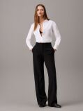 Alb Camasa Slim Din Material Elastic  Femei