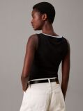 Negru Maiou Slim Cu Textura Rib  Femei