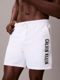 White Medium Drawstring Swim Shorts - Intense Power  Men