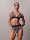 Black Stretch Thong - Graphic Monogram Microfibre  Women