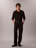 Black Supima Cotton Long Sleeve Polo Shirt  Men