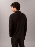 Black Supima Cotton Long Sleeve Polo Shirt  Men