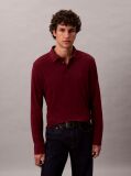 Red Supima Cotton Long Sleeve Polo Shirt  Men