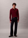 Red Supima Cotton Long Sleeve Polo Shirt  Men
