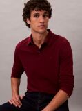 Red Supima Cotton Long Sleeve Polo Shirt  Men
