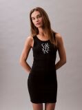 Negru Rochie Tip Rib Cu Logo Grafic  Femei