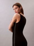 Negru Rochie Tip Rib Cu Logo Grafic  Femei