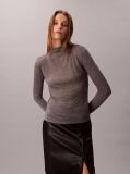 Gri Top Slim Cu Guler Mock  Femei