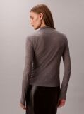 Gri Top Slim Cu Guler Mock  Femei