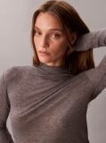 Gri Top Slim Cu Guler Mock  Femei