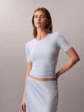 Blue Slim Ribbed Modal T-shirt  Women