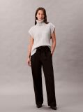 Black Cotton Twill Belted Trousers  Women