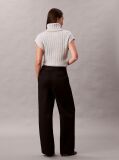 Black Cotton Twill Belted Trousers  Women