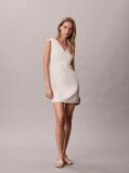 Alb Rochie Mini Cu Textura Stralucitoare  Femei