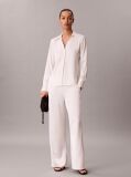 Alb Camasa Slim Din Satin Texturat  Femei