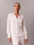 Alb Camasa Slim Din Satin Texturat  Femei