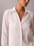 Alb Camasa Slim Din Satin Texturat  Femei