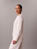 Alb Camasa Slim Din Satin Texturat  Femei