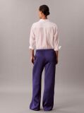 Albastru Pantaloni Din Satin Cu Textura Hammered  Femei