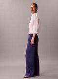 Albastru Pantaloni Din Satin Cu Textura Hammered  Femei