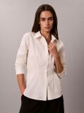 Alb Camasa Cambrata Din Poplin, Cu Pliuri Decorative  Femei