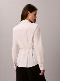 Alb Camasa Cambrata Din Poplin, Cu Pliuri Decorative  Femei