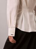 Alb Camasa Cambrata Din Poplin, Cu Pliuri Decorative  Femei