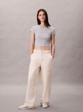 Gri Tricou Slim Cropped Cu Monograma  Femei