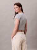 Gri Tricou Slim Cropped Cu Monograma  Femei