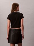 Negru Tricou Slim Cropped Cu Monograma  Femei