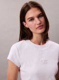 Alb Tricou Slim Cropped Cu Monograma  Femei