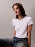 Alb Tricou Slim Cropped Cu Monograma  Femei
