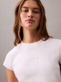 Alb Tricou Slim Cropped Cu Monograma  Femei