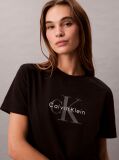 Negru Tricou Cu Logo Monograma  Femei