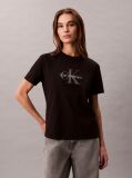 Negru Tricou Cu Logo Monograma  Femei